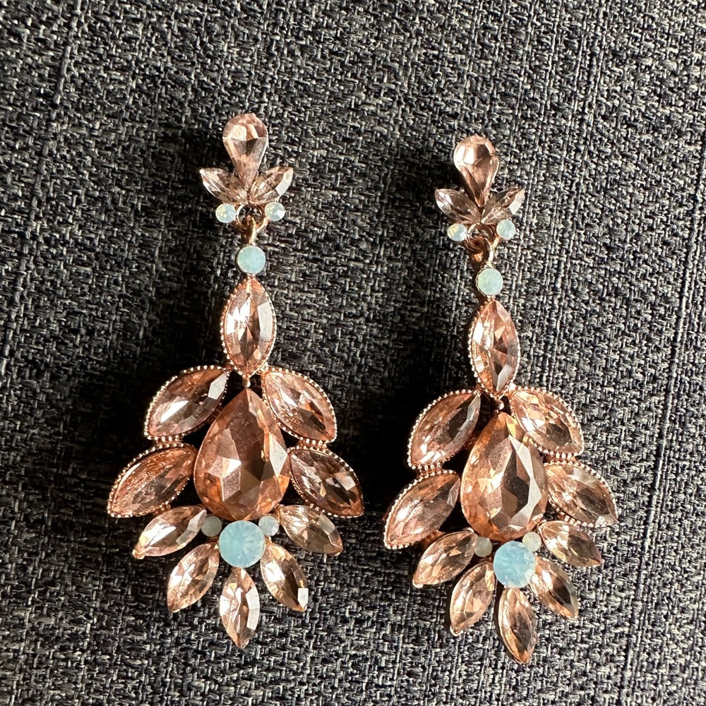 Rose gold blush and mint earrings